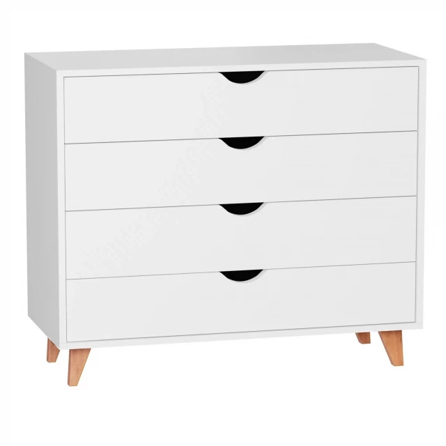 white solid wood four drawer dresser in minimalist style