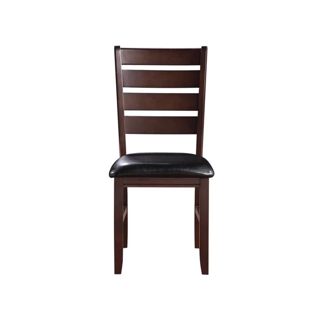 Leather ladder back dining side chairs with wood frame and comfortable armrests