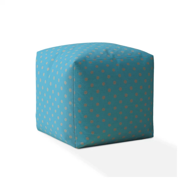 Blue cotton polka dots pouf ottoman with electric blue pattern and fashion accessory elements