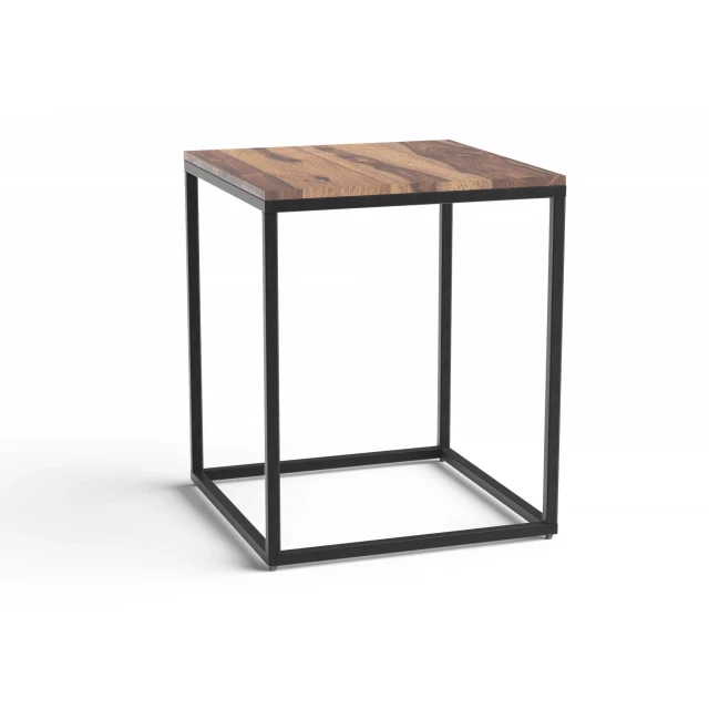 Black brown solid wood end table with shelving for home furniture decor