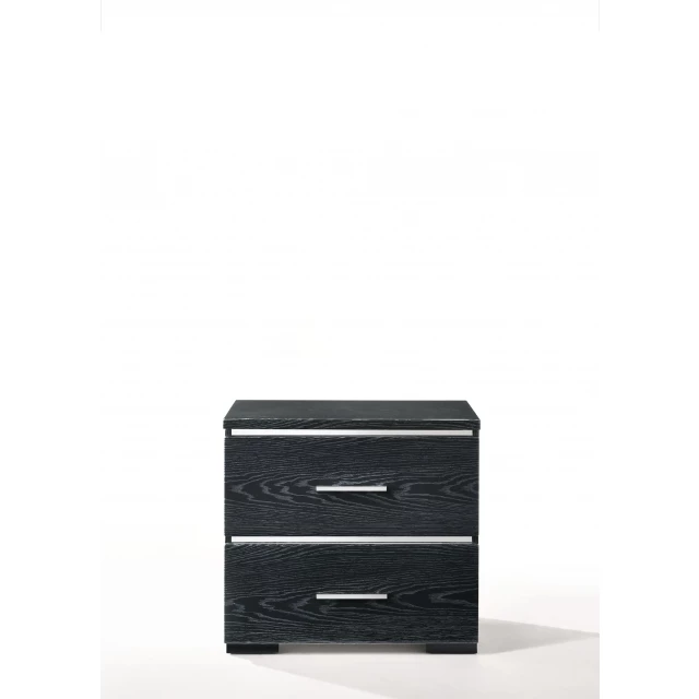 high gloss wood veneer paper nightstand with drawers and plant decoration