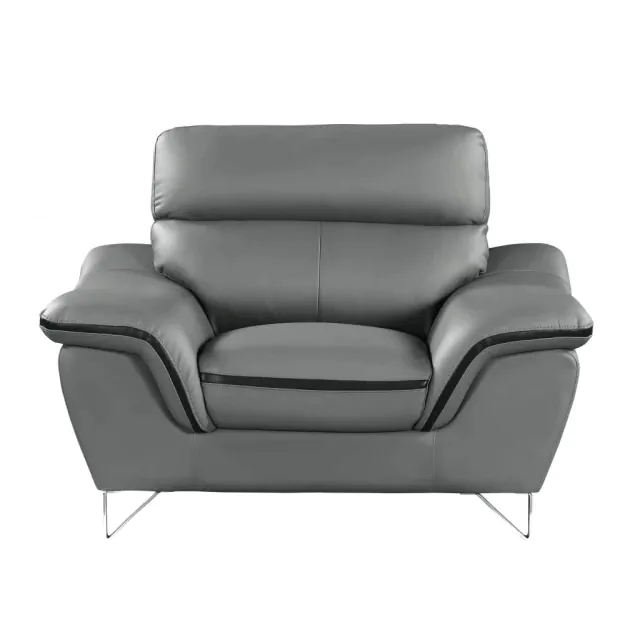 Leather Match Solid Color Pillow Top Arms Club Chair Silver Legs