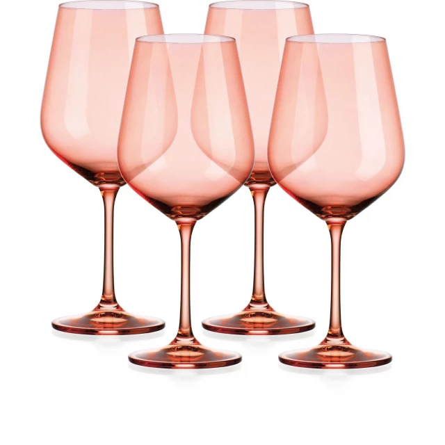 Translucent blush coral large wine glasses with elegant stemware design