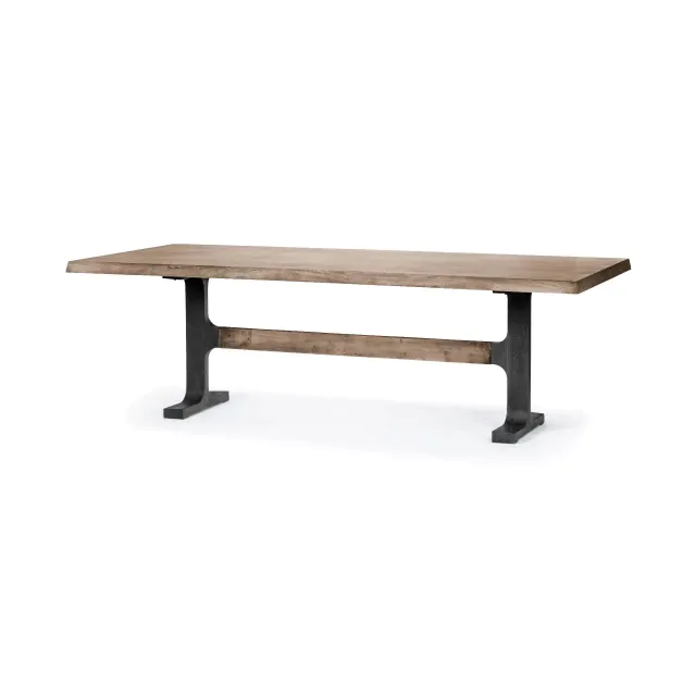 96X42 Rectangular Brown Solid Wood Top With Black Metal Base Dining Table 96X42 Rectangular Brown Solid Wood Top With Black Metal Base Dining Table