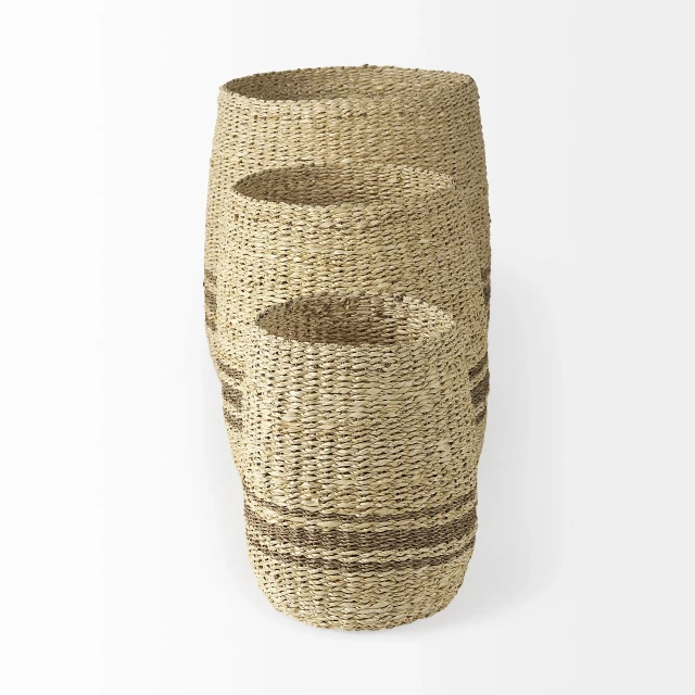 detailed wicker storage baskets made of wood and synthetic rubber