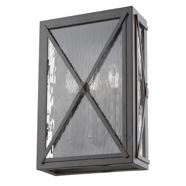 rubbed bronze ada certified wall light with metal and glass elements