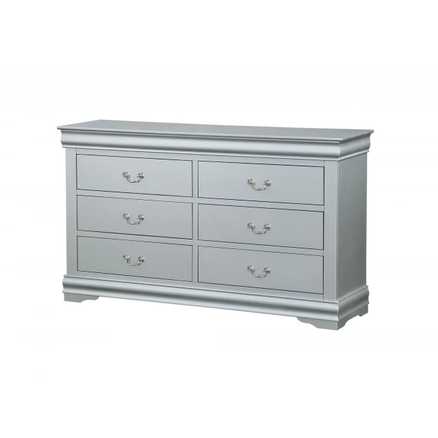 Platinum wood dresser with spacious drawers for bedroom storage