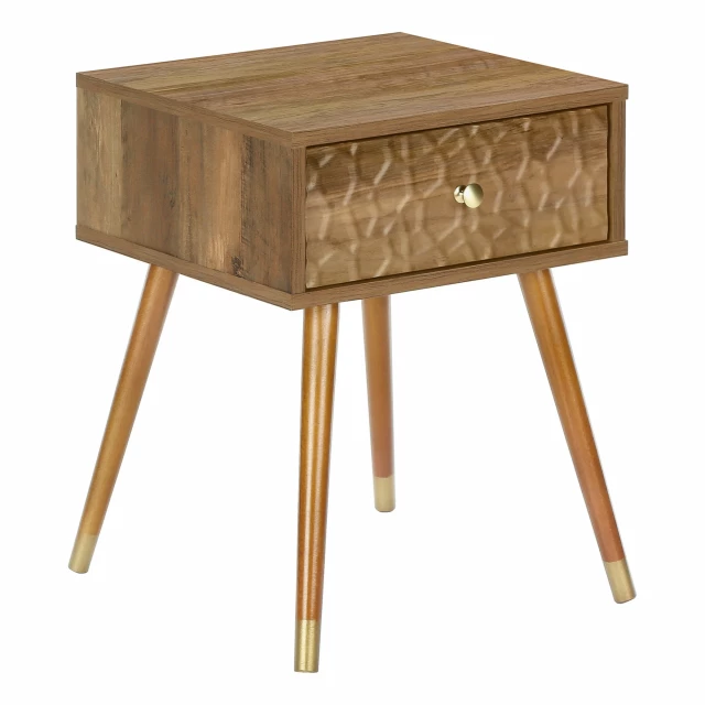 Walnut end table with drawer and wood stain finish in furniture setting