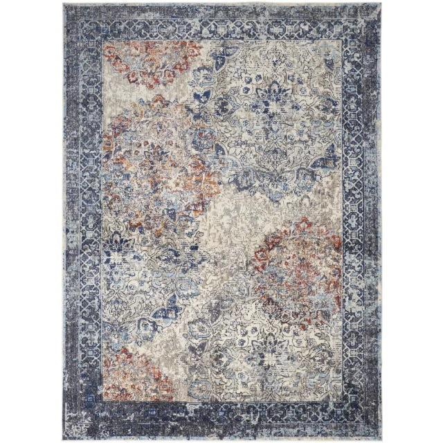 loom distressed stain resistant area rug brown beige rectangle pattern