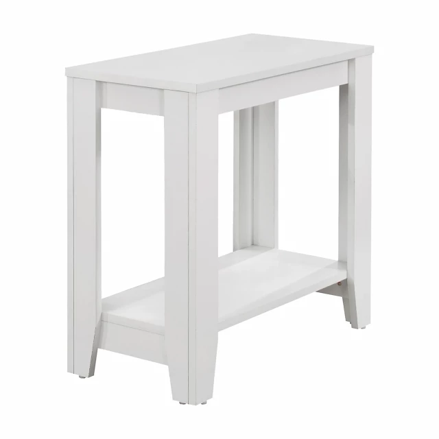 White end table shelf in minimalist design made of wood suitable for outdoor use