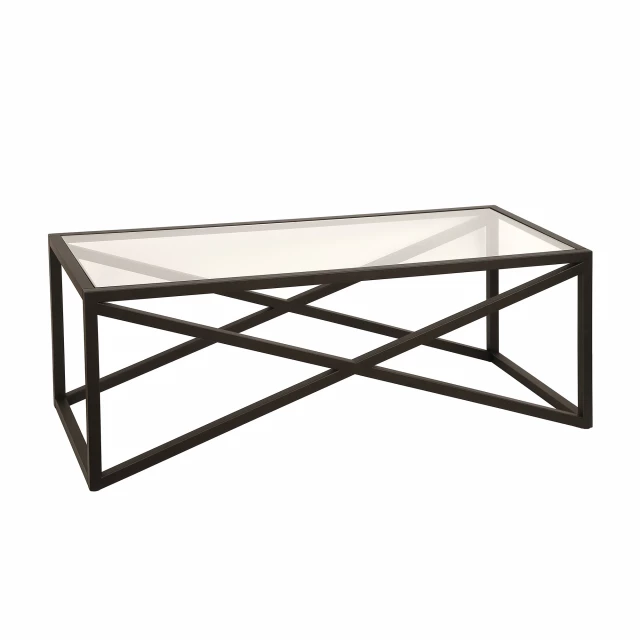 Black glass steel coffee table with wood shade in outdoor furniture setting