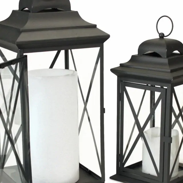 Set Of Three White Flameless Floor Lantern Candle Holder Set Of Three White Flameless Floor Lantern Candle Holder