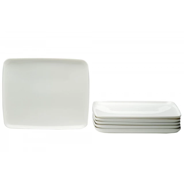 Rectangle porcelain service six dinner plates with dishware and tableware design