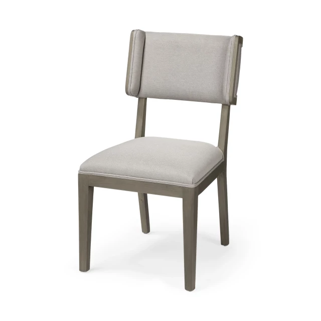 Upholstered fabric open back side chairs with wood hardwood armrests comfortable furniture