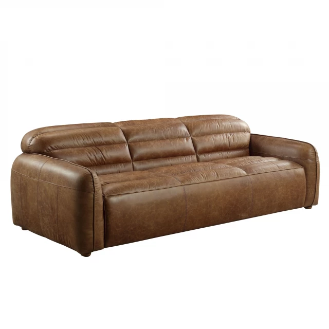 cocoa grain leather black sofa with natural wood accents in comfortable rectangle design