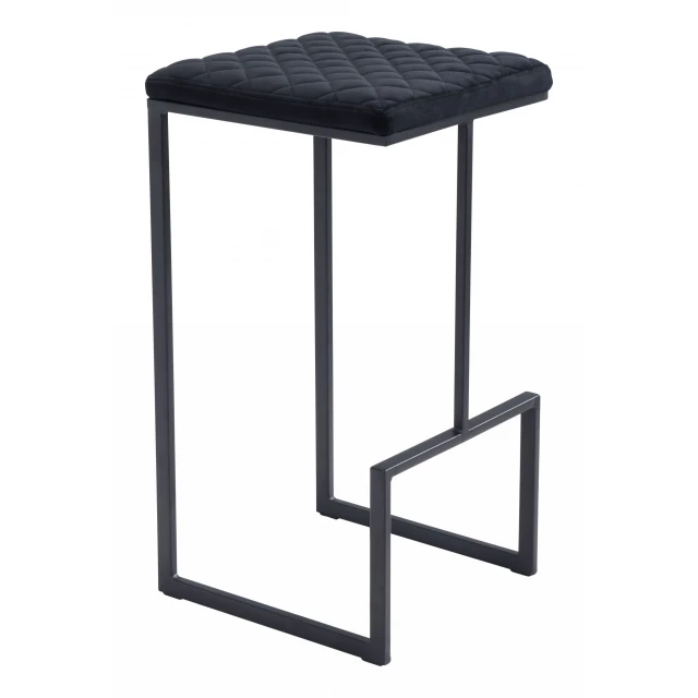 Steel backless bar height chair with outdoor table and wood elements