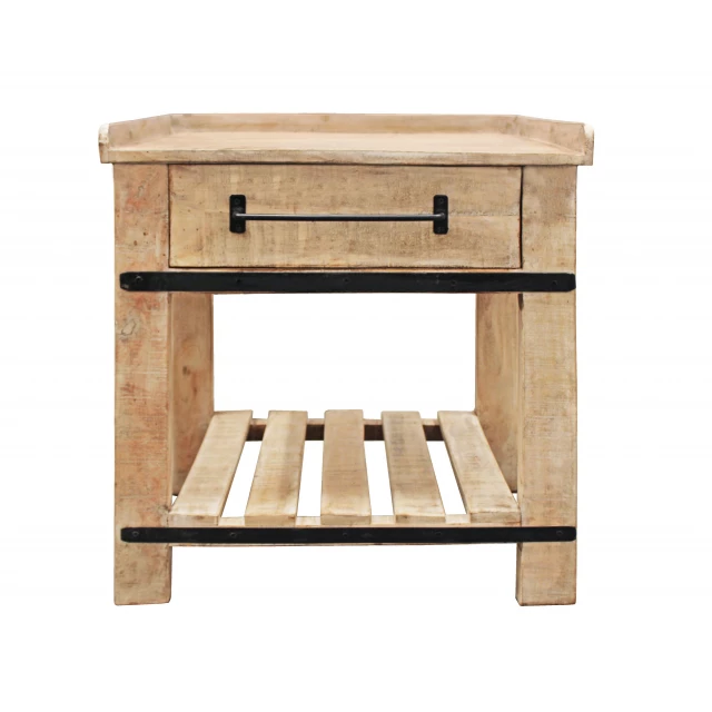 White drawer nightstand with wood stain finish and hardwood construction suitable for outdoor use