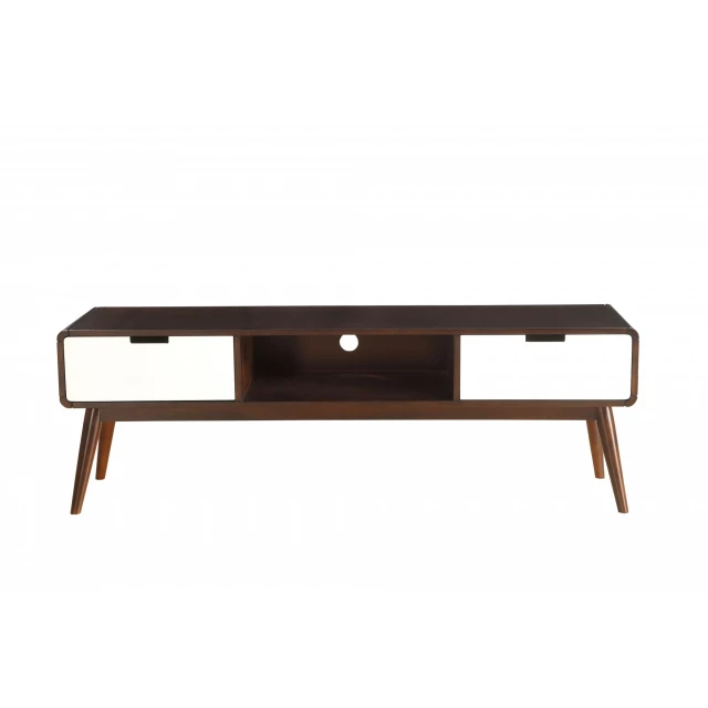 Espresso white MDF TV stand with wood finish and rectangular shape for modern living room furniture