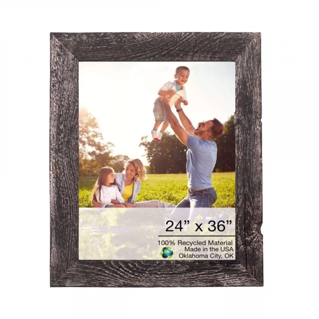 Smoky black picture frame plexiglass holder with happy people in nature