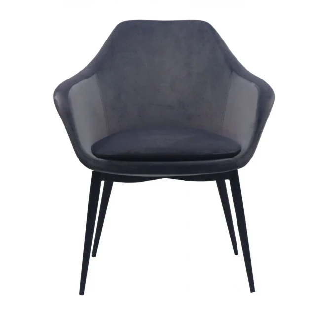 Gray black velvet dining chair with wood and composite material