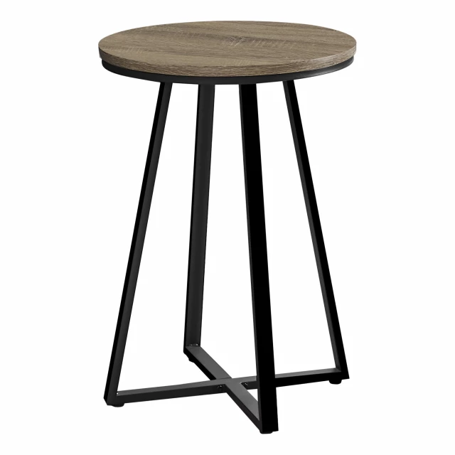 Black dark taupe round end table for event decor