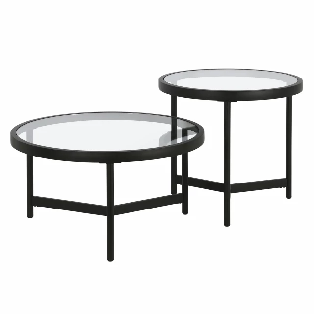 Glass steel round nested coffee tables with modern and outdoor design elements