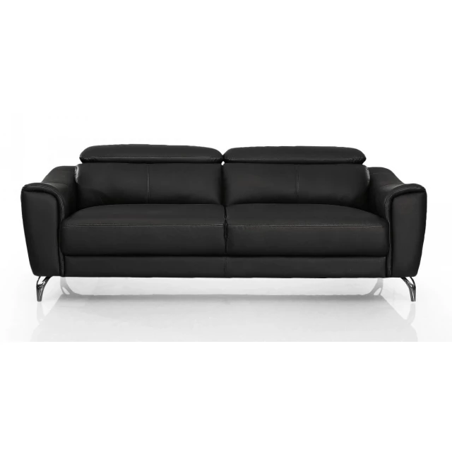 Urban black leather adjustable headrest sofa with comfortable rectangle studio couch design