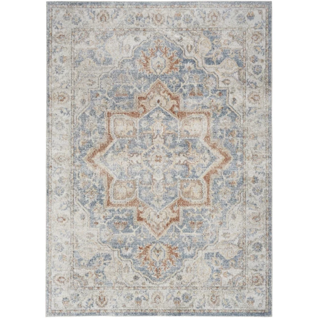 oriental power loom washable area rug with brown beige pattern and symmetrical design