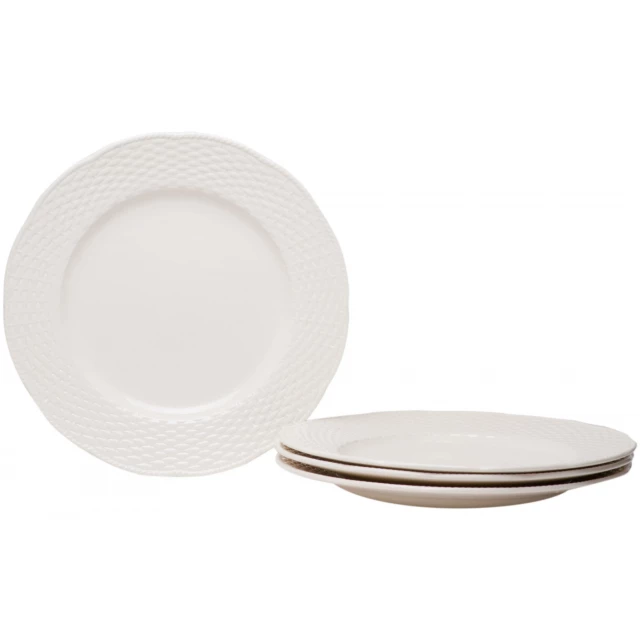 Weave stoneware service for four dinner plates with dishware and tableware design