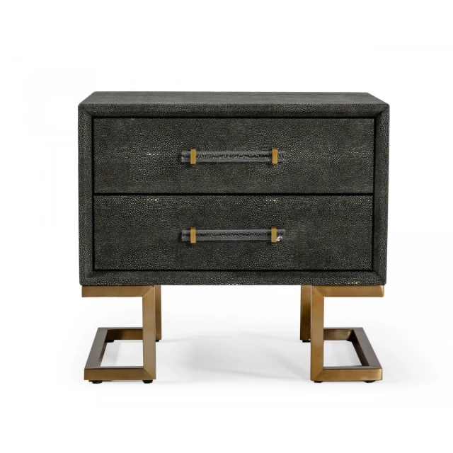 Gray shagreen drawer nightstand with wood texture and modern design