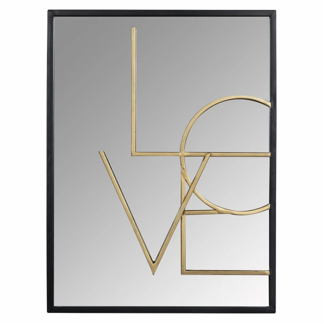 Love layered modern wall mirror featuring rectangle and triangle shapes with parallel symmetry and wood pattern design