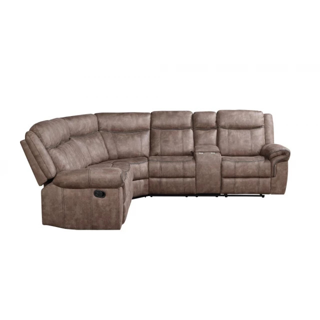 L shaped six corner sectional console with comfortable studio couch design in wood