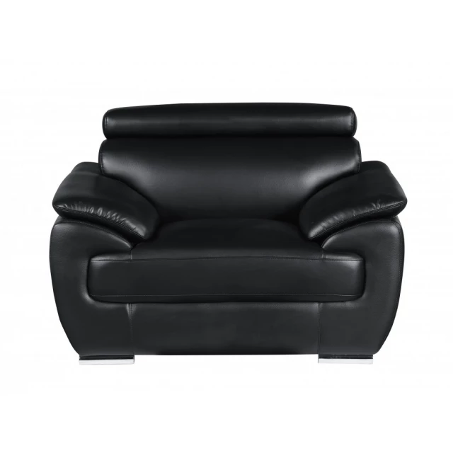 Black captivating leather chair with armrests for comfort and style