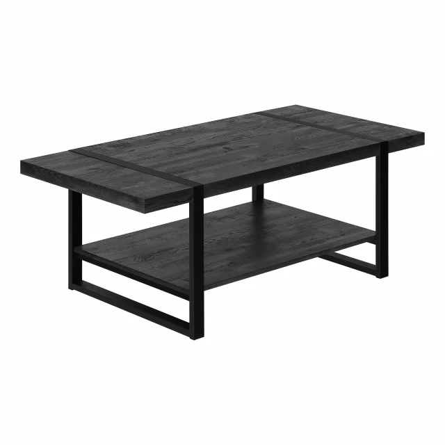 Black rectangular coffee table with shelf for modern outdoor furniture design