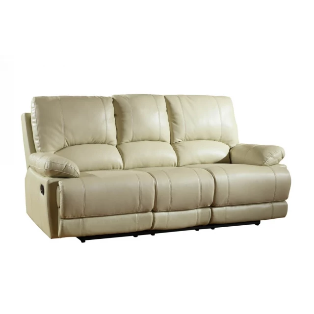 Beige black faux leather sofa with comfortable brown couch design suitable for studio and living room spaces