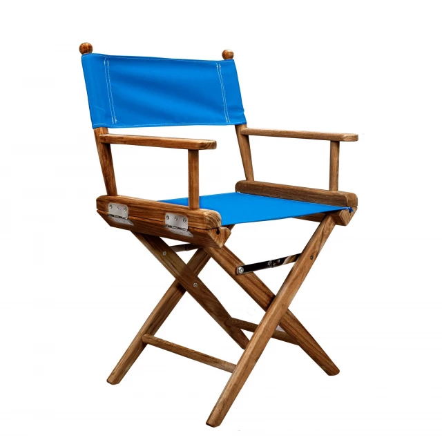 Blue and brown solid wood director chair for sale