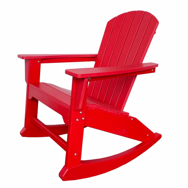 Red heavy duty plastic rocking chair for outdoor or indoor use