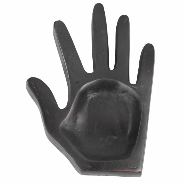 bronze hand tray with helmet gesture sports gear personal protective equipment