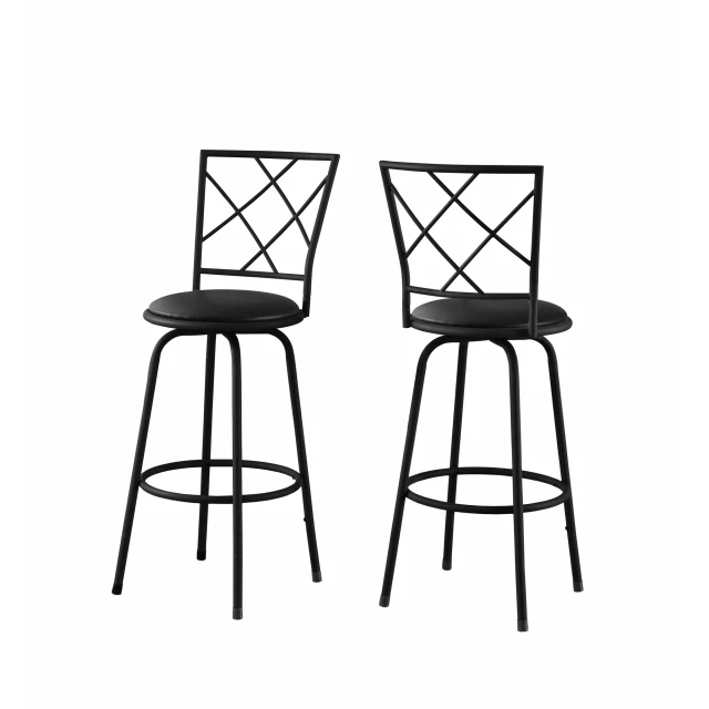 Black metal bar chairs with rectangle and parallel line design