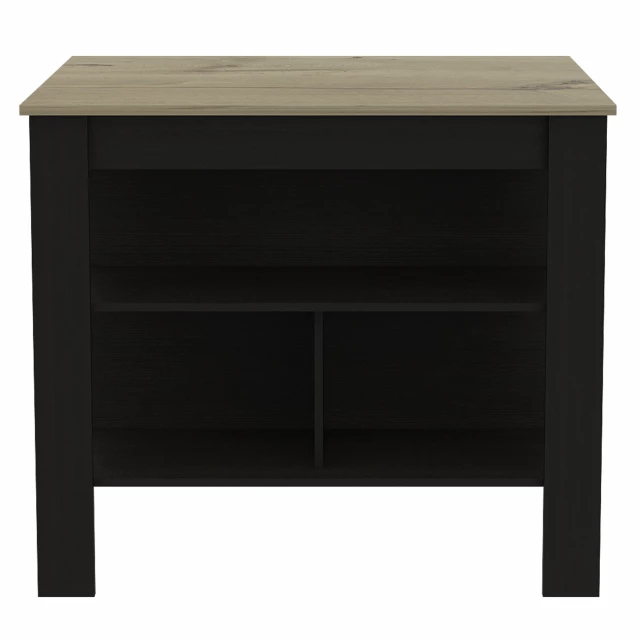 Black wengue light oak kitchen island with drawers and wood stain finish