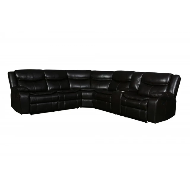 Reclining U-shaped corner sectional console with integrated storage and cup holders