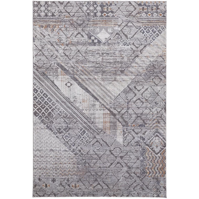 loom distressed stain resistant area rug with textile pattern