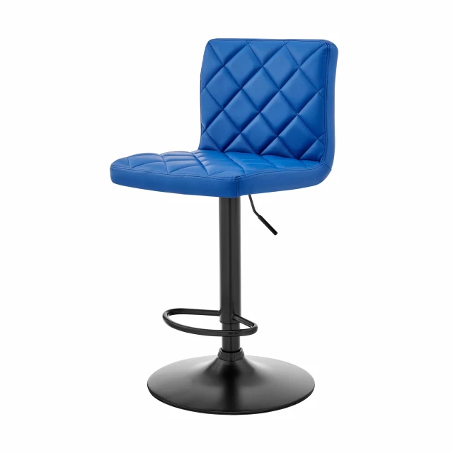 Low back adjustable height bar chair with electric blue art pattern and composite material