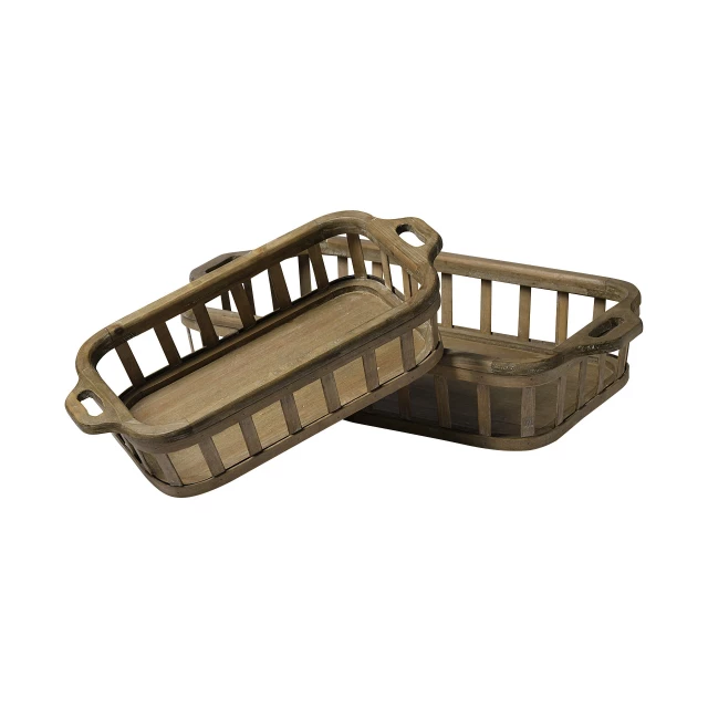 natural finish wood nesting trays rectangular wooden design