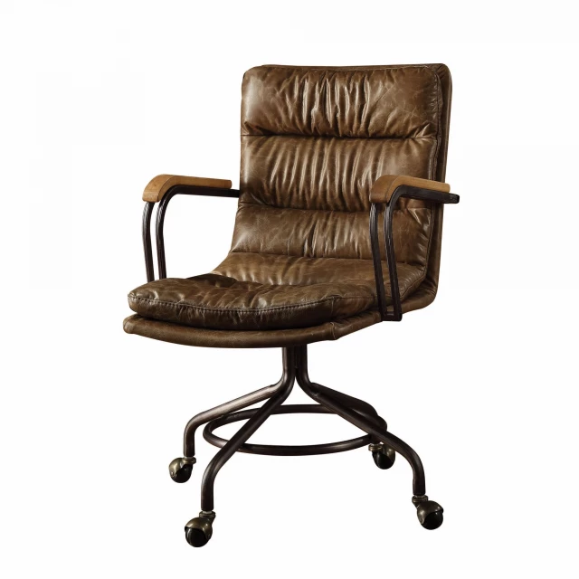 swivel leather rolling executive office chair with armrests for comfort