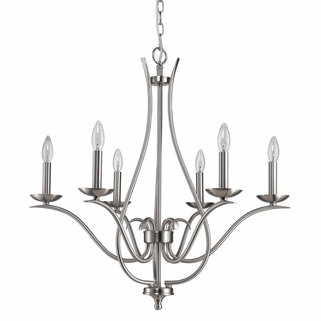 genevieve light satin nickel chandelier with metal candle holders and ceiling fixture