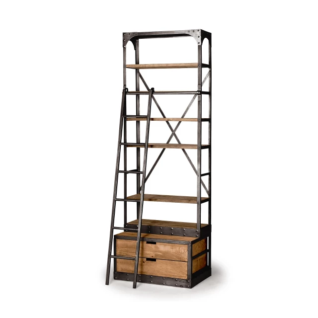 wood copper accent shelving unit shelves with rectangular wooden bookcase and ladder design
