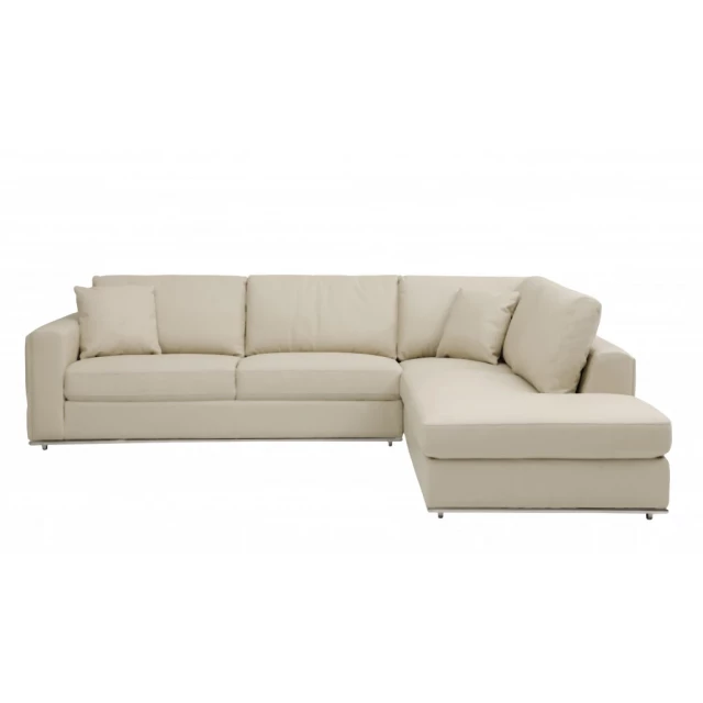 Leather reclining L-shaped corner sectional sofa in beige with comfort design