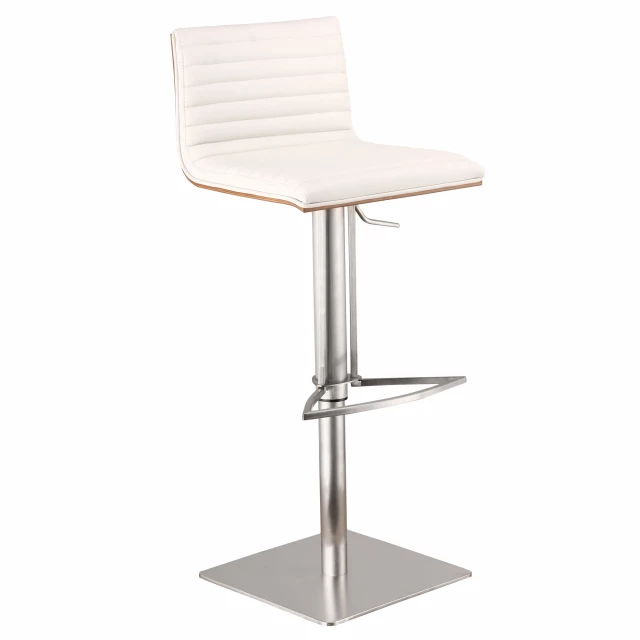 Low back adjustable height bar chair in metal and composite materials with artistic design