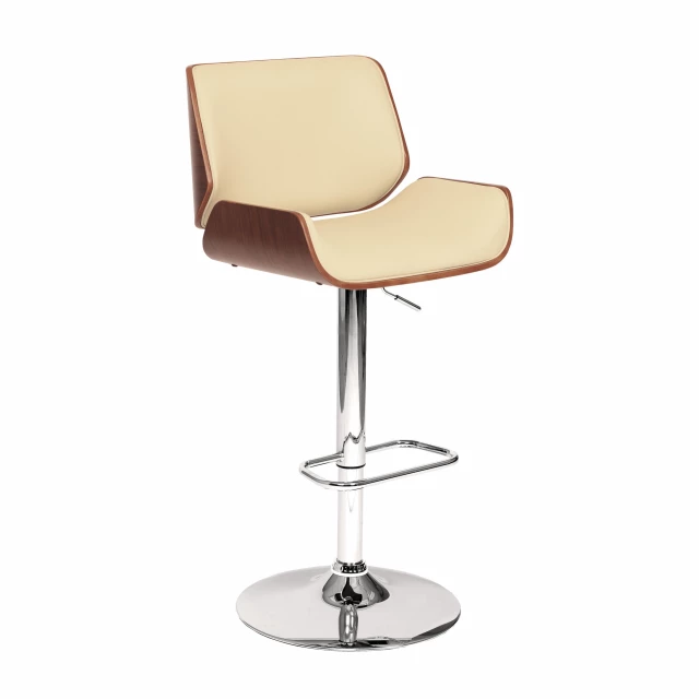 Low back adjustable height bar chair with armrests and wood metal design